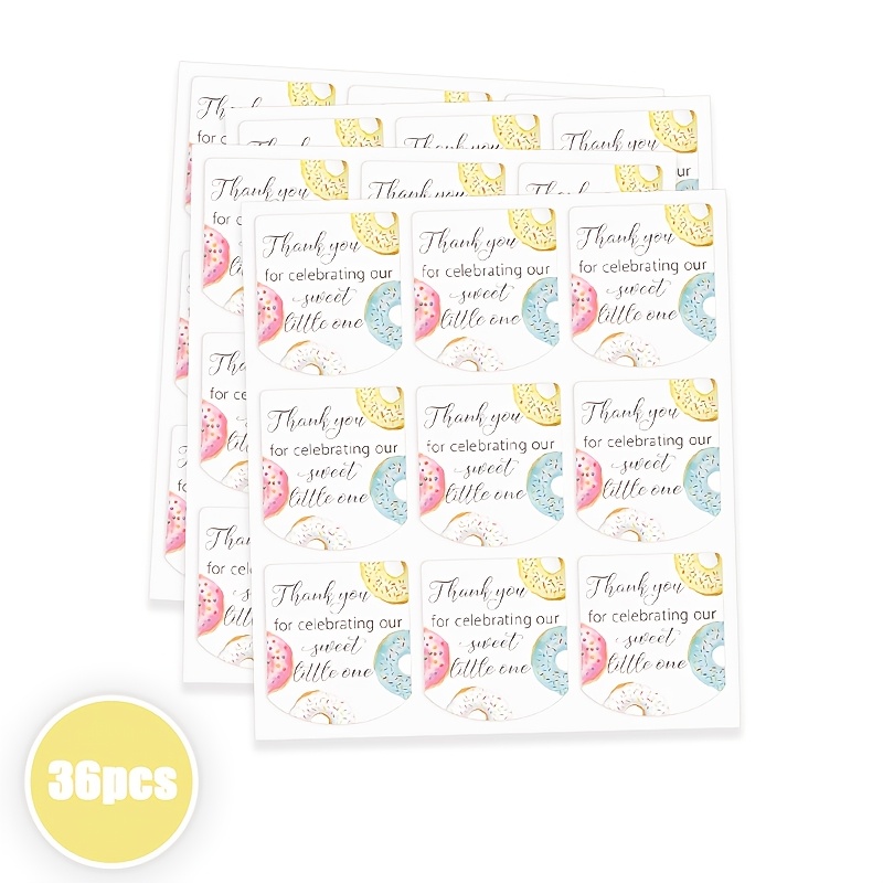 TEMU 36pcs Mini Hand Sanitizer Labels, Thank You For Celebrating Our Gift Stickers Donut Themed Party Favors