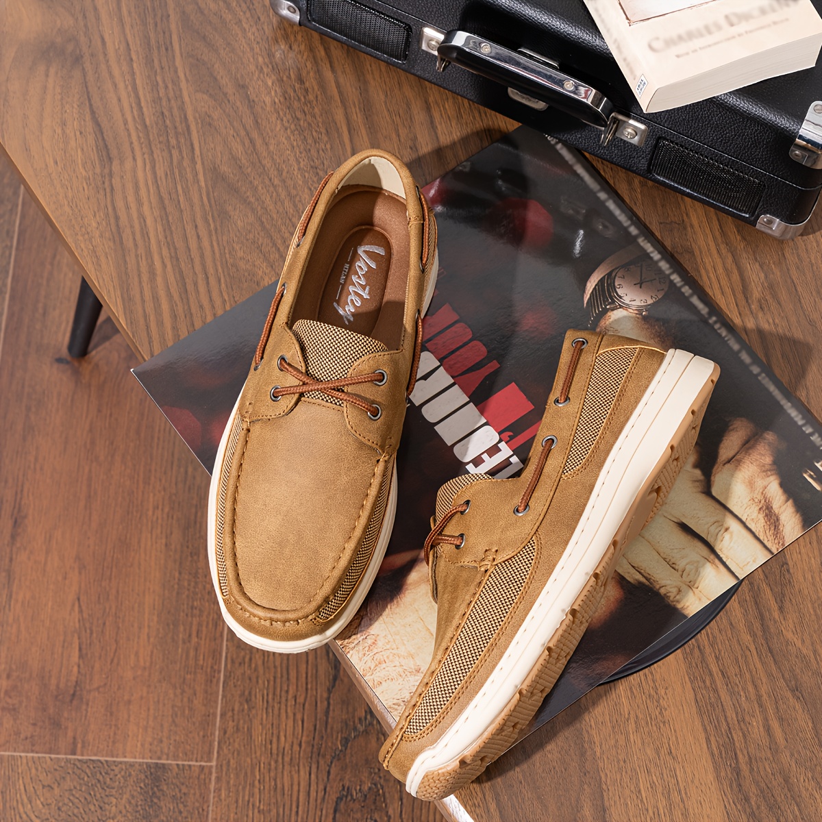 Men's Slip On Deck Shoes Canvas Loafer Vintage Flat Boat Shoes