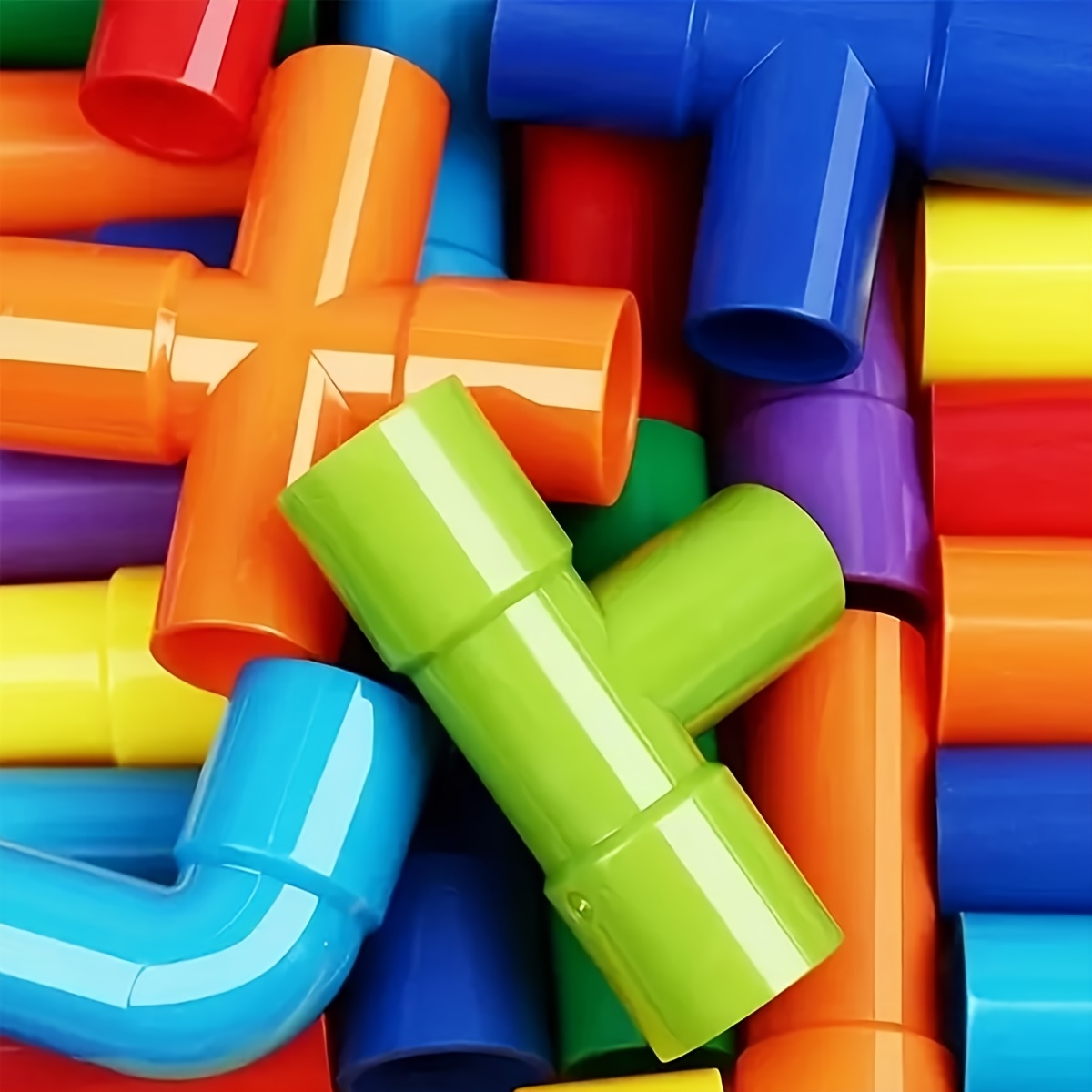 50pcs water pipe building block educational toy water pipe and nozzle and connector construction childrens educational building block set creative homecoming party gifts random colors and shapes