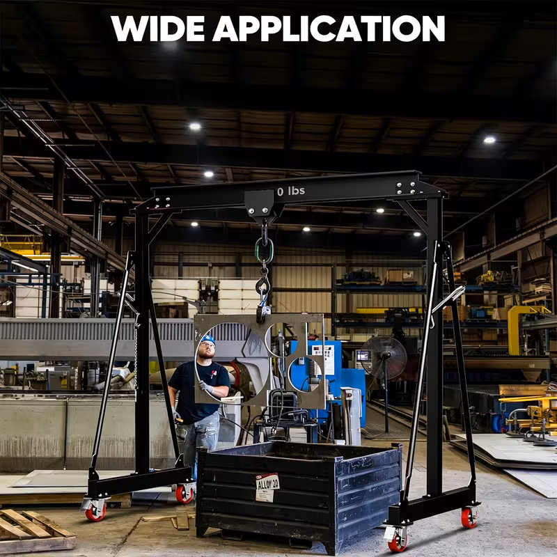 5000lb crane adjustable height 8 2 12 57 ft width 9 06ft portable shop lift hoist steel construction for auto repair construction site Product details 6