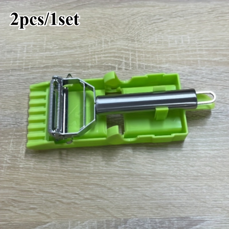 E-shop 2 Stück/1 Set 2-in-1 Gemüseschneider, Obstschäler, Edelstahl Küchen-Multifunktionswerkzeug, geeignet für Haushalt und Gewerbeküche