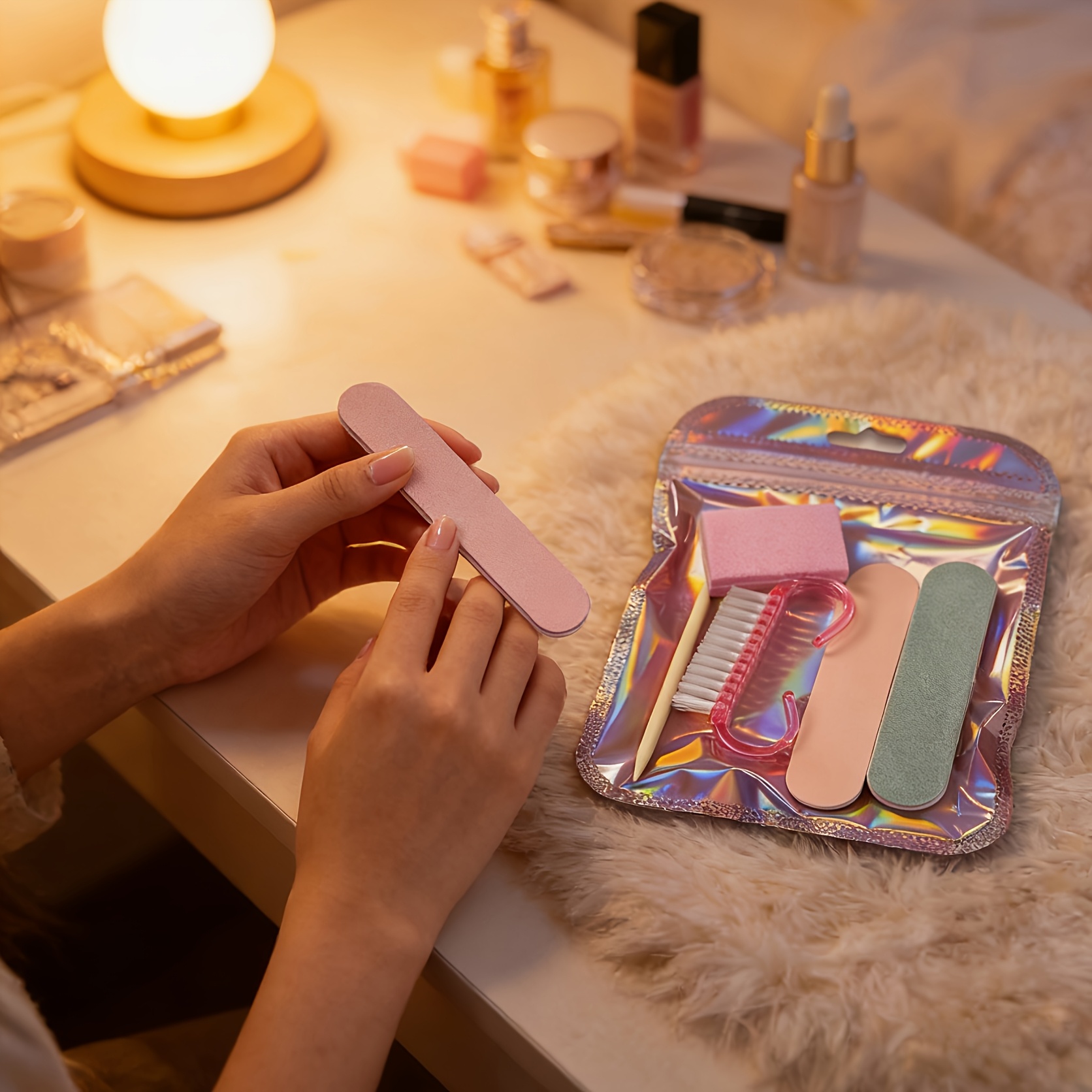 5pcs Nail Art Tool Set, Includes Nail Brush & Files