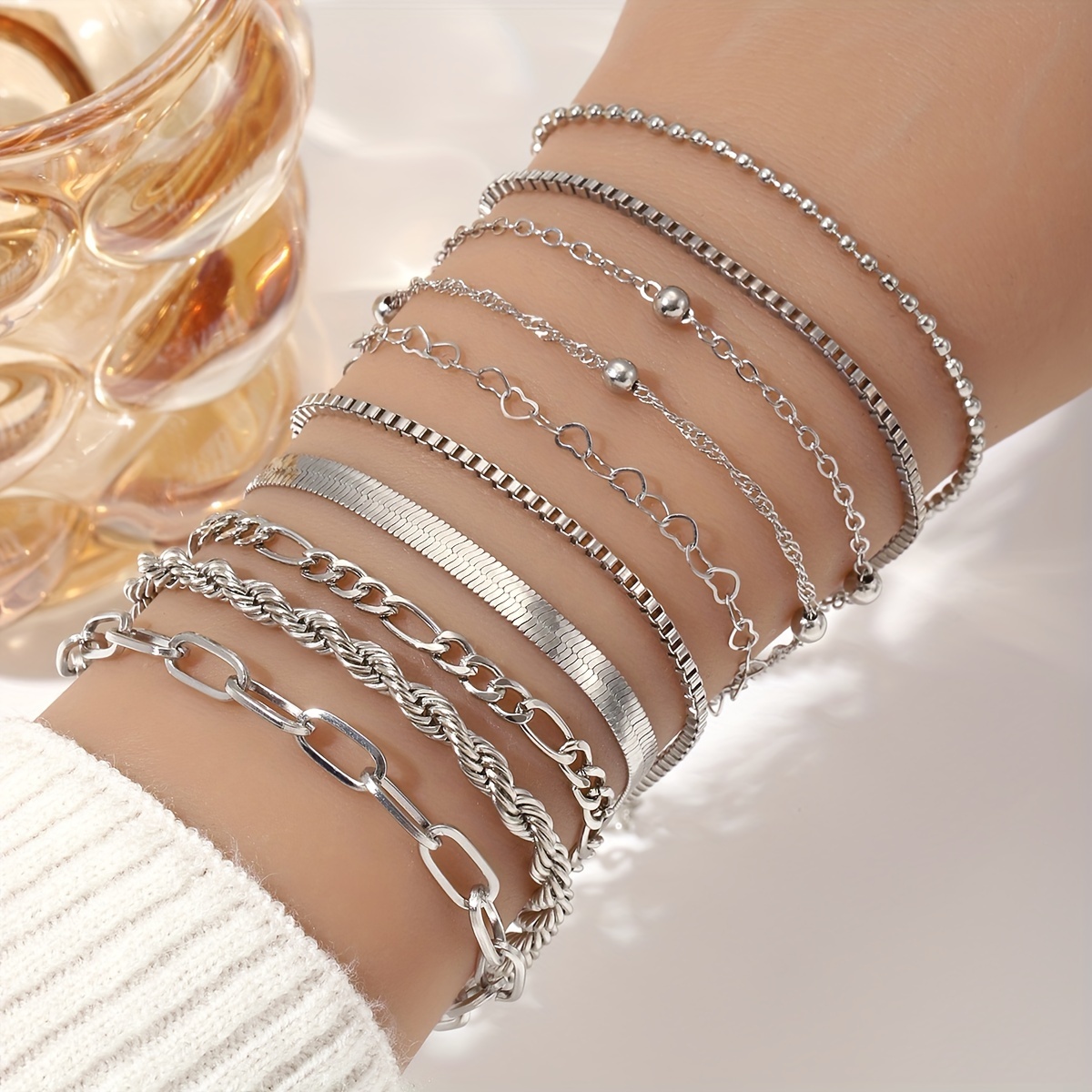 10pc Women's Stackable Bracelet Set, Everyday Wear