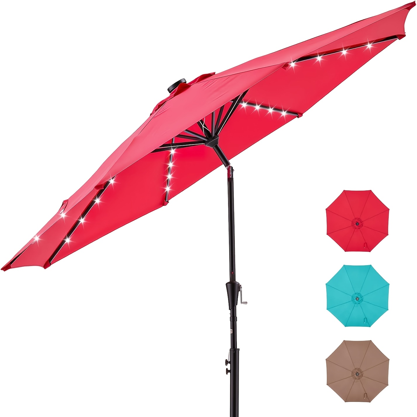 7 5   15 ft outdoor patio umbrellas market umbrella with push button tilt crank 8 durable ribs fade resistant and waterproof for garden lawn deck backyard and pool