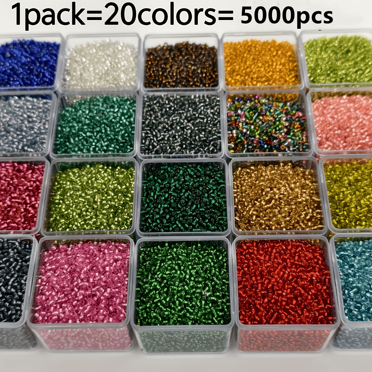 TEMU 5000pcs Perles de riz en verre argenté rempli de 2 mm, avec 20 mélanges de couleurs, idéales pour la fabrication de bijoux, bracelets, , boucles