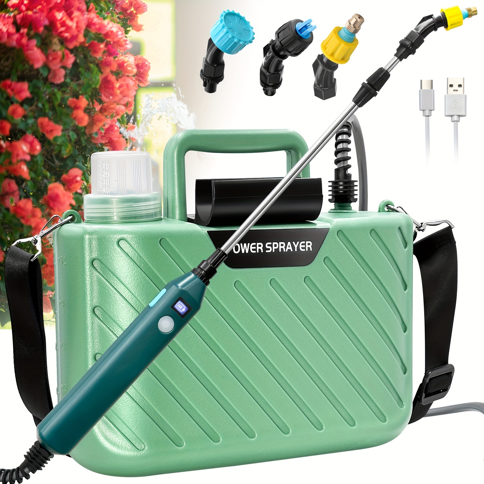 

New 1.35 Gallon Electric Garden Sprayer With Battery Indicator, 23.6" Telescopic Wand, 3 Mist Nozzles, Shoulder Type Water Sprayer For , Yard, Lawn And Garden