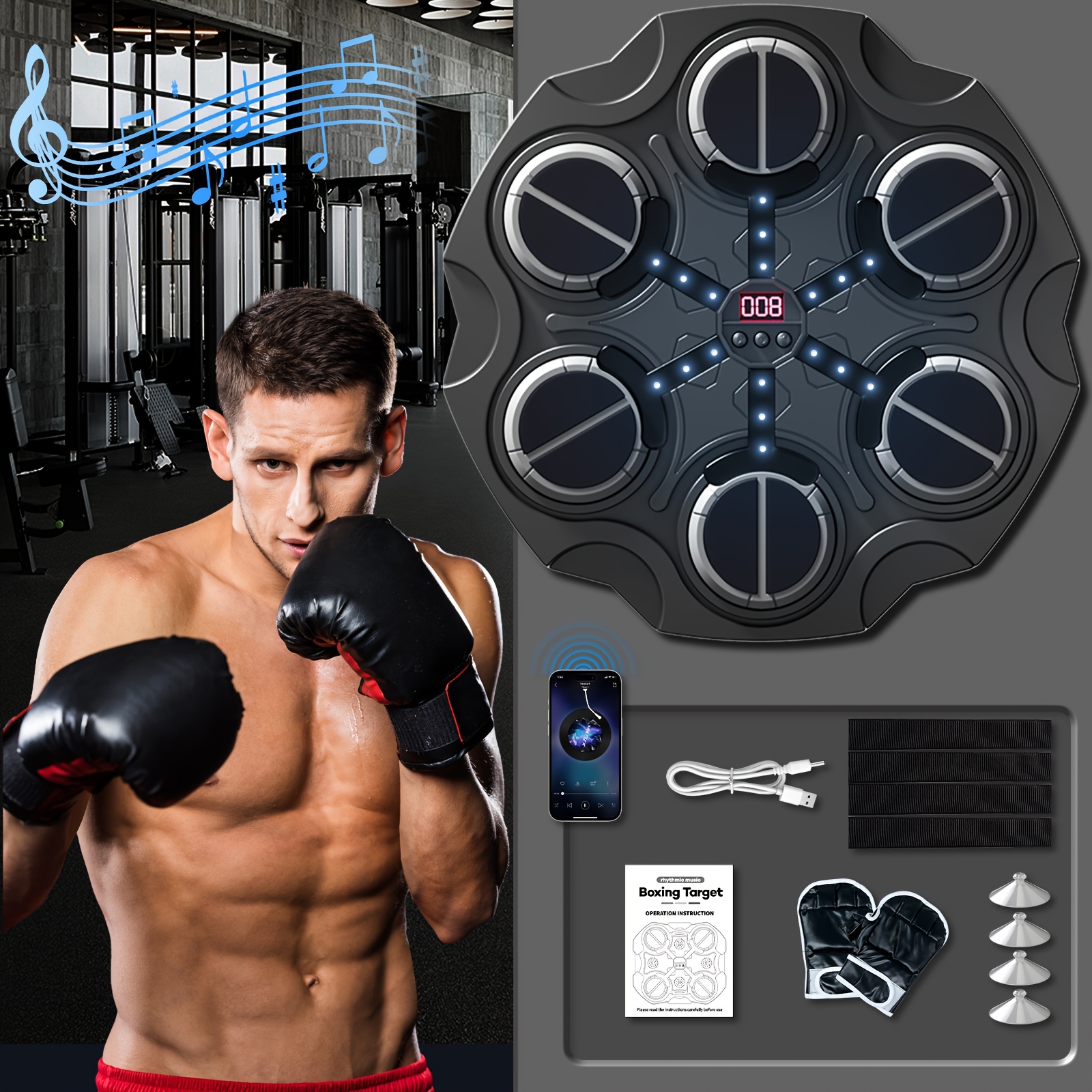 

Music Boxing Machine, Music Boxing Machine For Kids, Mounted Music Boxing 2024 New Boxing Machine Adjustable Rhythm, Wall Devices For Boys Girls