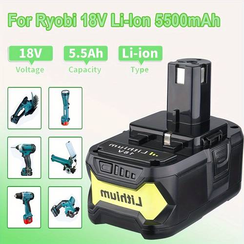 5 5ah 1pack p108 18v battery compatible with ryobi 18 battery replacement p108 p104 p105 p107 p109 p122 cordless tool batteries rapid rechargeable batteries with indicator