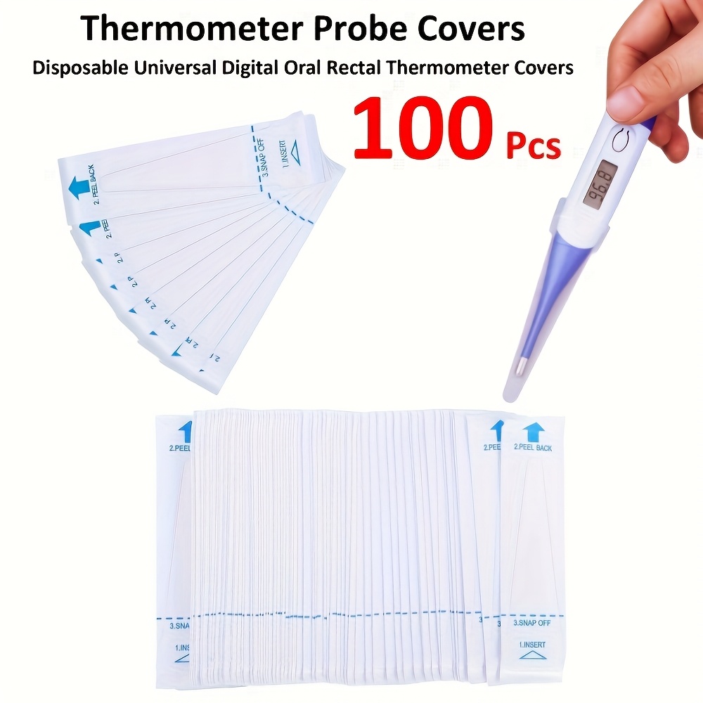 Thermometer Probe Covers - Disposable Universal Digital Oral Rectal Thermometer Covers Thermometers Sleeve (100 Pack)