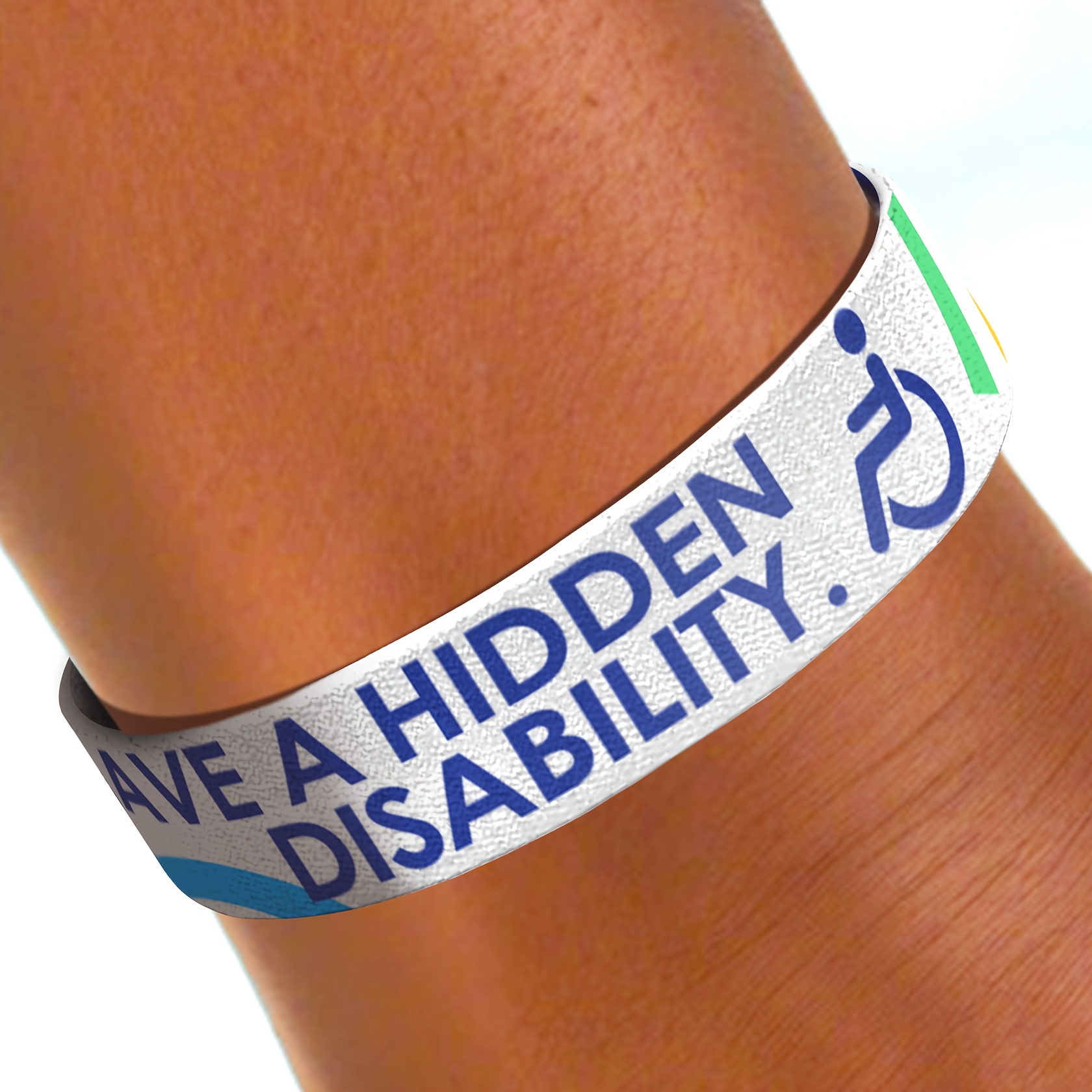 E-shop 1 Stück "Ich habe eine Behinderung" Bewusstseins-Armband für Frauen & Männer, Surf-Armband, Sportarmband, elastisches Armreif, dehnbares Band,