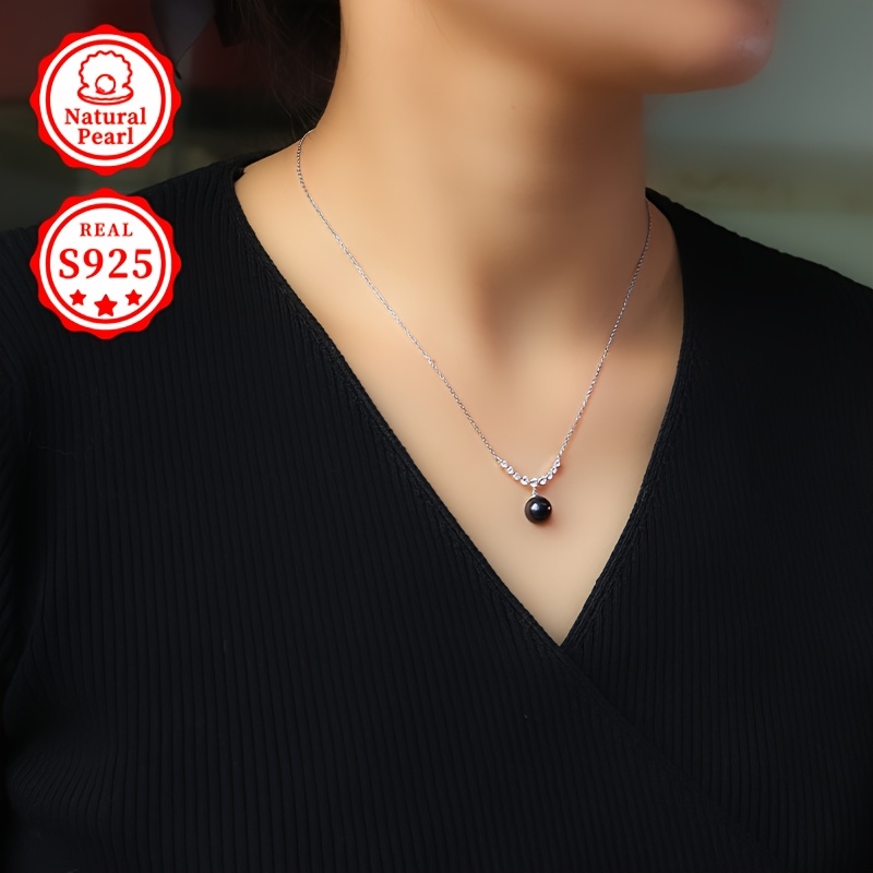 S925 Silver Pearl Necklace with Freshwater Pearl Pendant