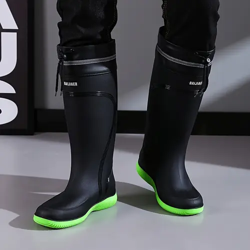 womens solid color rain shoes with drawstring closure casual slip on calf boots womens comfortable boots