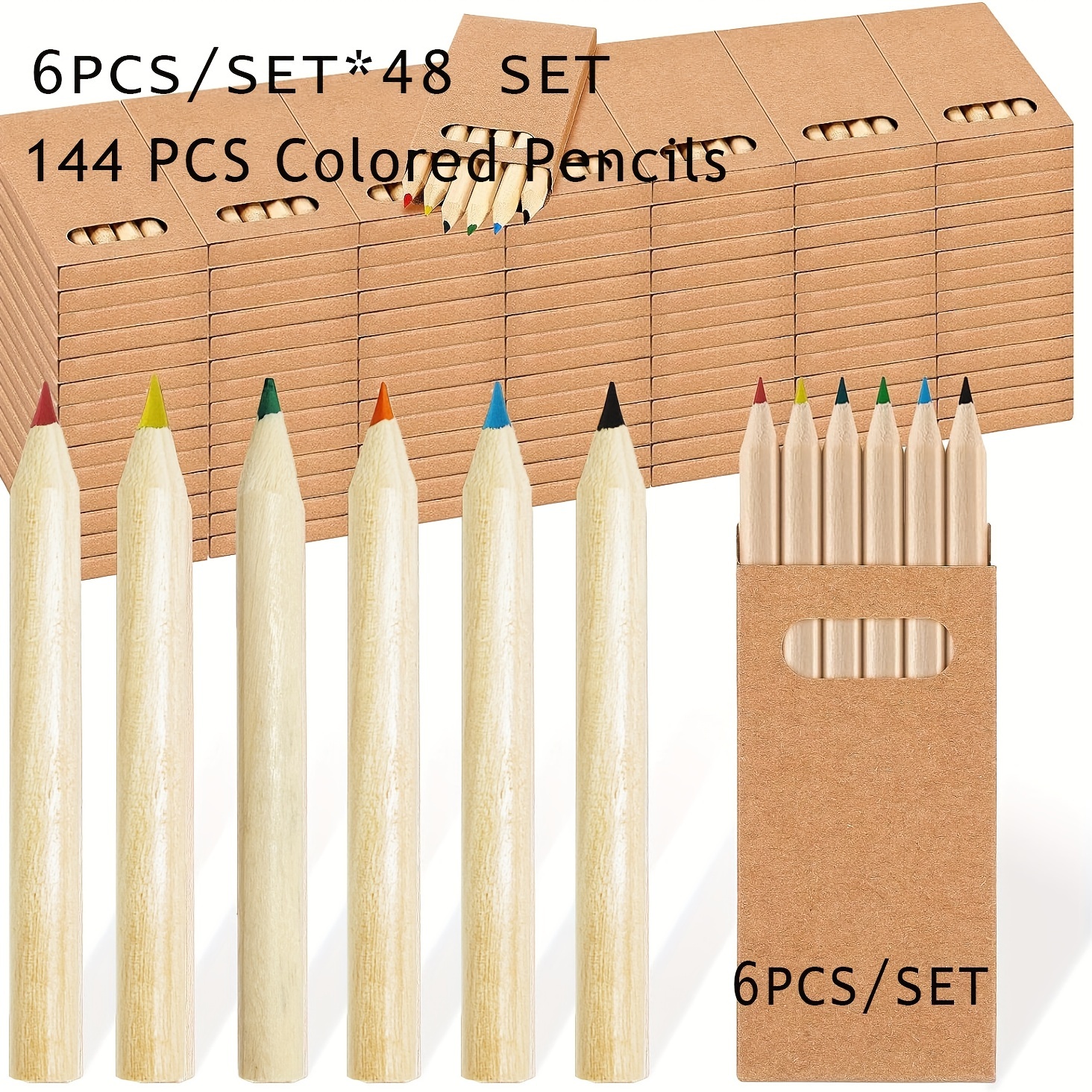 

48packs, Colored Pencils 6pcs/set Multicolor Pencils 288 Pencils 15packs Mini Drawing Colored Pencils, 3.5 Inch (about 8.8cm) Portable, 6 Different Colored Pencils For Painting