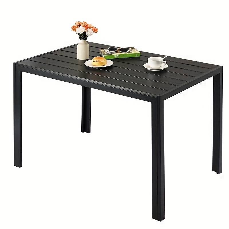 Image of 110x70cm Garden Table, Wpc Tabletop + Aluminum Alloy Frame Material, Outdoor Table, Lightweight Design, Suitable For Patios, Gardens, , And Pools