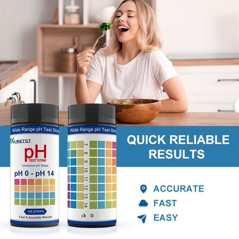 ph test strips 100   strips for fast accurate ph testing at home quick ph test kit for drinking water aquariums pools hot tubs spas food soap making 0 14 range