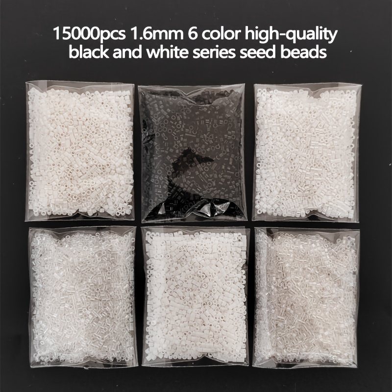 TEMU 15000 pièces Pack Complet Perles de DB de Haute Qualité 1,6 mm avec Un Noir Mélange de Couleurs 60g/2,12oz/Surface Lisse et Polie avec Bavures