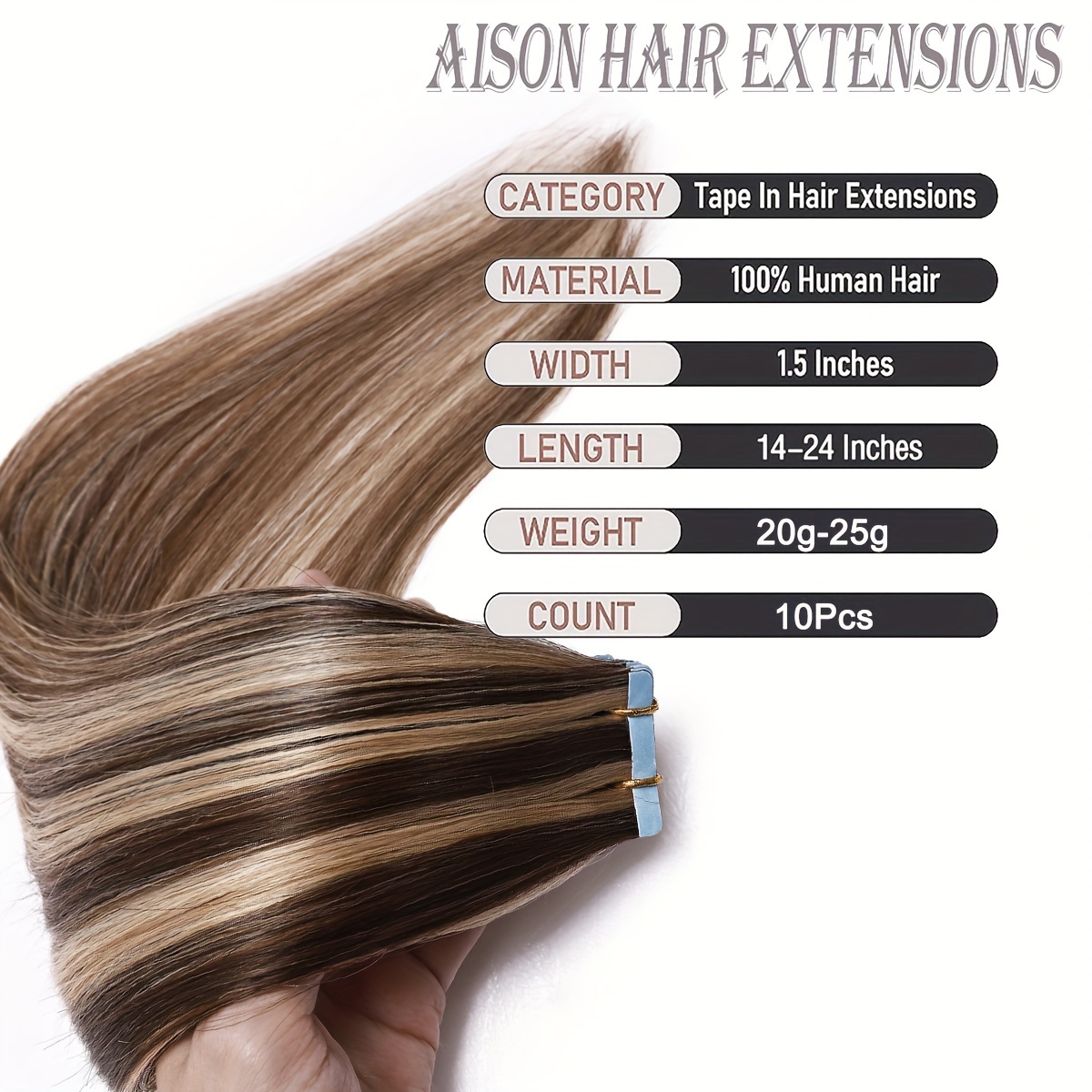   tape in hair extensions human hair real human hair tape in extensions straight highlight 100   seamless human hair extensions for women 12 24 inches 25g pack 10pcs skin weft details 0