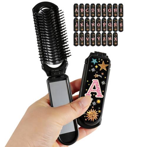 1pc folding comb y2k style sweet cool letter folding comb with portable girly heart shaped and sun folding comb portable mini comb with built in all in one travel comb