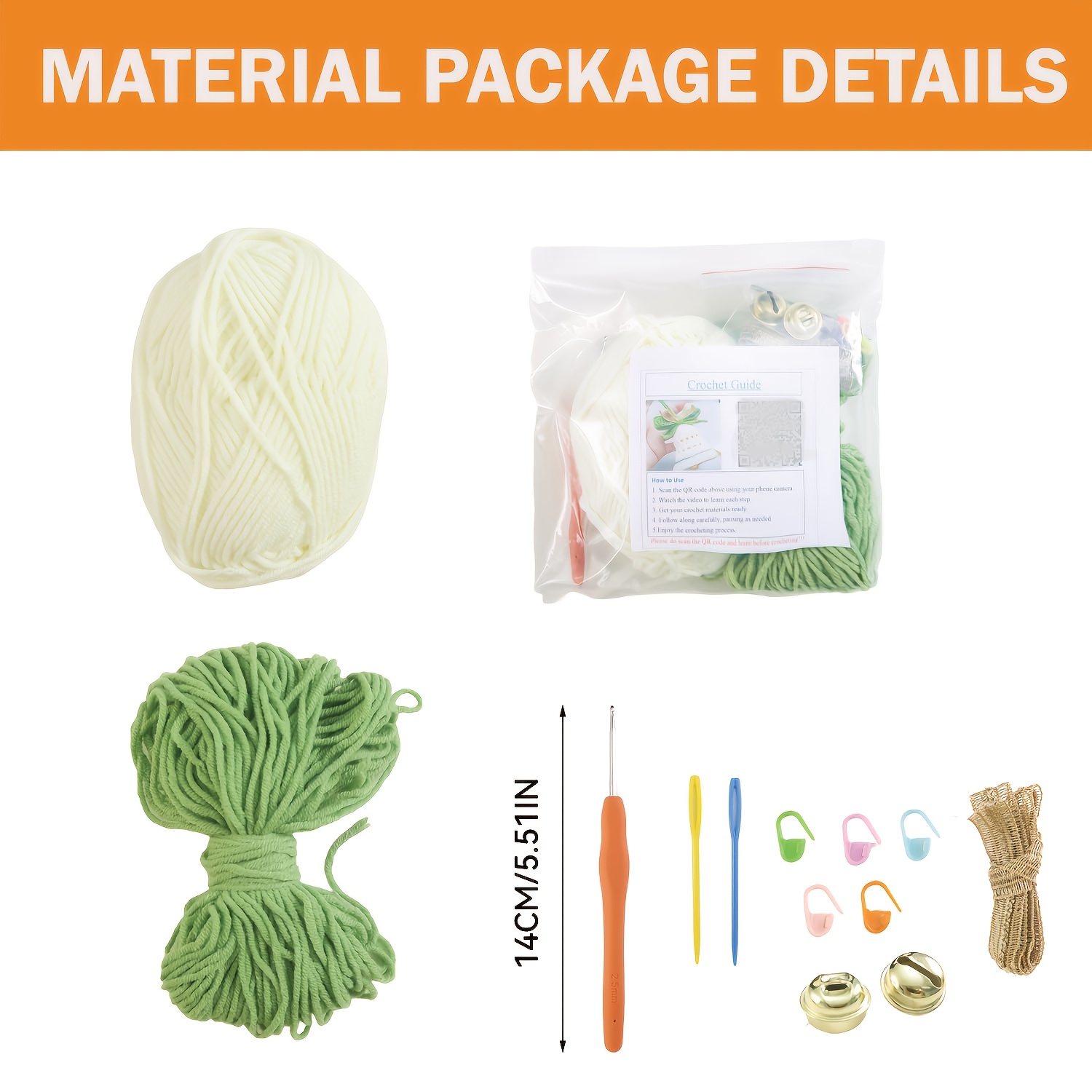 Image of 2pcs Amigurumi Crochet Kit For Adult Beginners - -one Craft Set With Video Tutorials & Complete Supplies, Perfect For Tree Decor, Curtain Tiebacks, Holiday Ornaments & Keychains