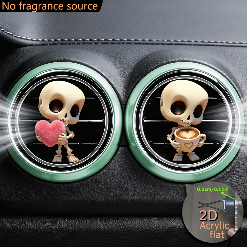 TEMU 2d Flat, 2pcs Holding Coffee And Hugging Heart Cute Pattern, "no Scent" Can Add Scent , Odorless Sponge, 2d Flat Acrylic Reusable Car Air