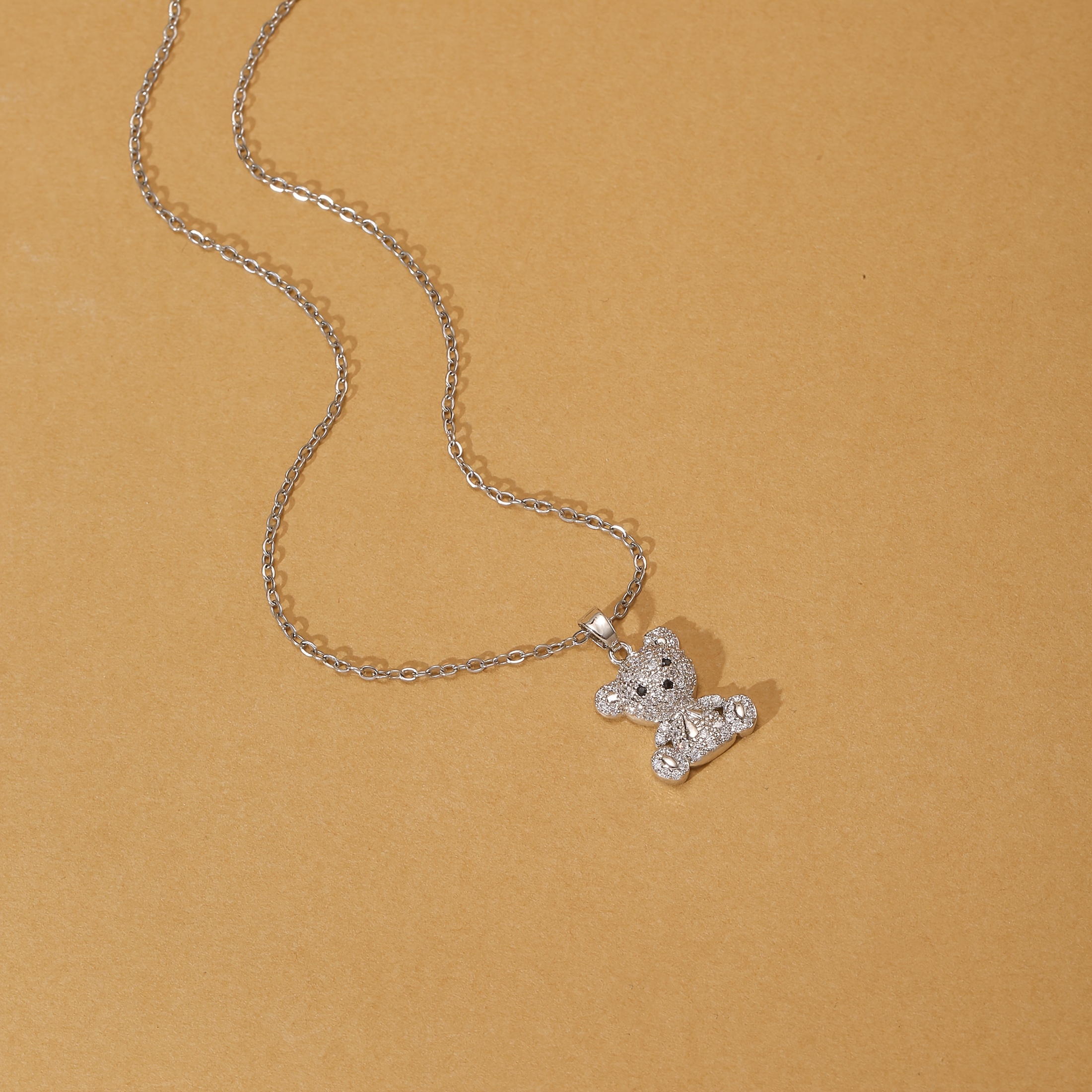 TEMU A Women's Fashion Necklace, Cute Bear Pendant Necklace, 304l 304l Stainless Steel Hypoallergenic Material, Suitable For Party Banquets