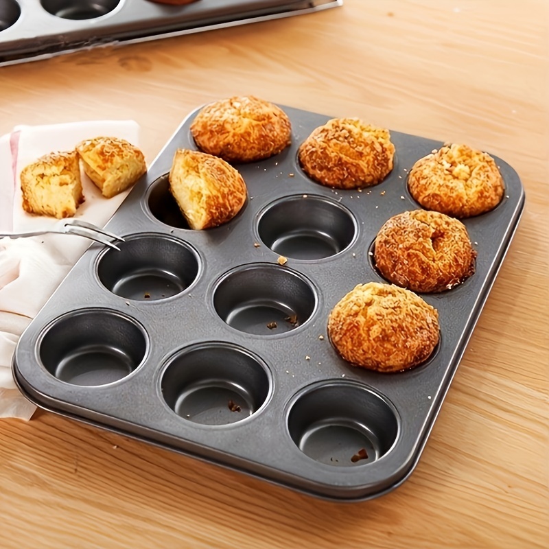 

1pc Non-stick 12-cavity Baking Pan For Muffins, Cupcakes & Desserts - Durable Metal Oven Safe Bakeware