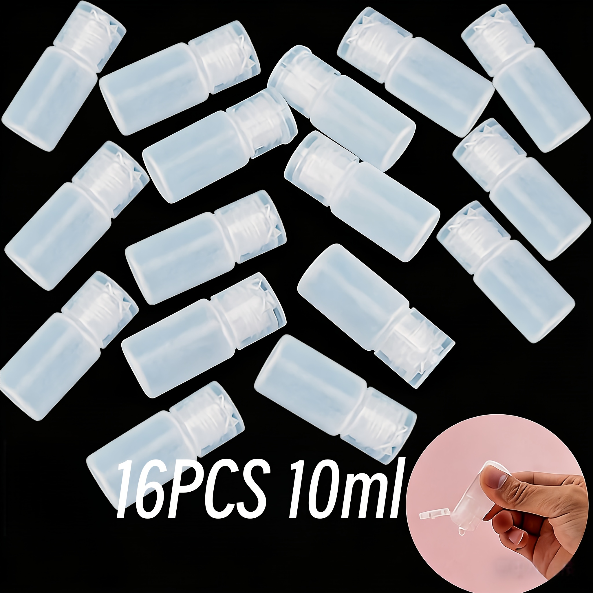 16pcs 10ml Reusable Squeeze Bottles | Shatterproof Plastic, Leak-proof Design For Lotions, Hand Sanitizers, Portable Multi-functional Containers