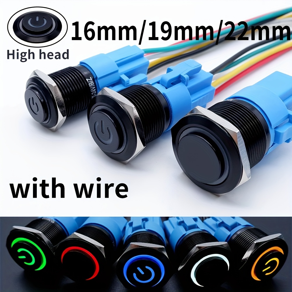 Button Manufacturer 16mm Pushbutton Stainless Steel Momentary Switch Ring Illuminated With Red LED 12 Volt - 16mm Push Button Switch, Momentary Type Push Button Switches