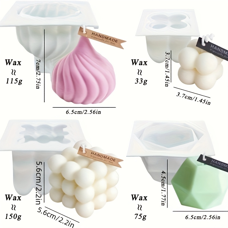 4pcs Candle Silicone Mold Diy Silicone Mold Plaster Resin Clay Mold