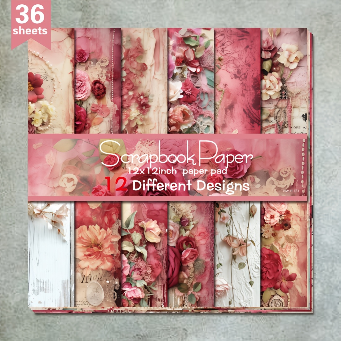 

36 Sheets 12"x12" Diy Paper, Pink &red Flowers Material Paper Decorative Gift Scrapbooking Supplies Kit Aesthetic Decorative Gift Wrapping Album Paper Craft Supplies