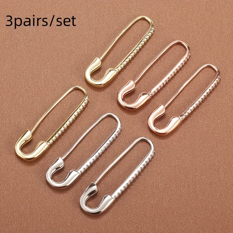 

3pairs/set High Quality Creative Fashion Paperclip Earrings Women's Hypoallergenic Earrings Elegant Birthday Party Banquet Jewelry Gifts