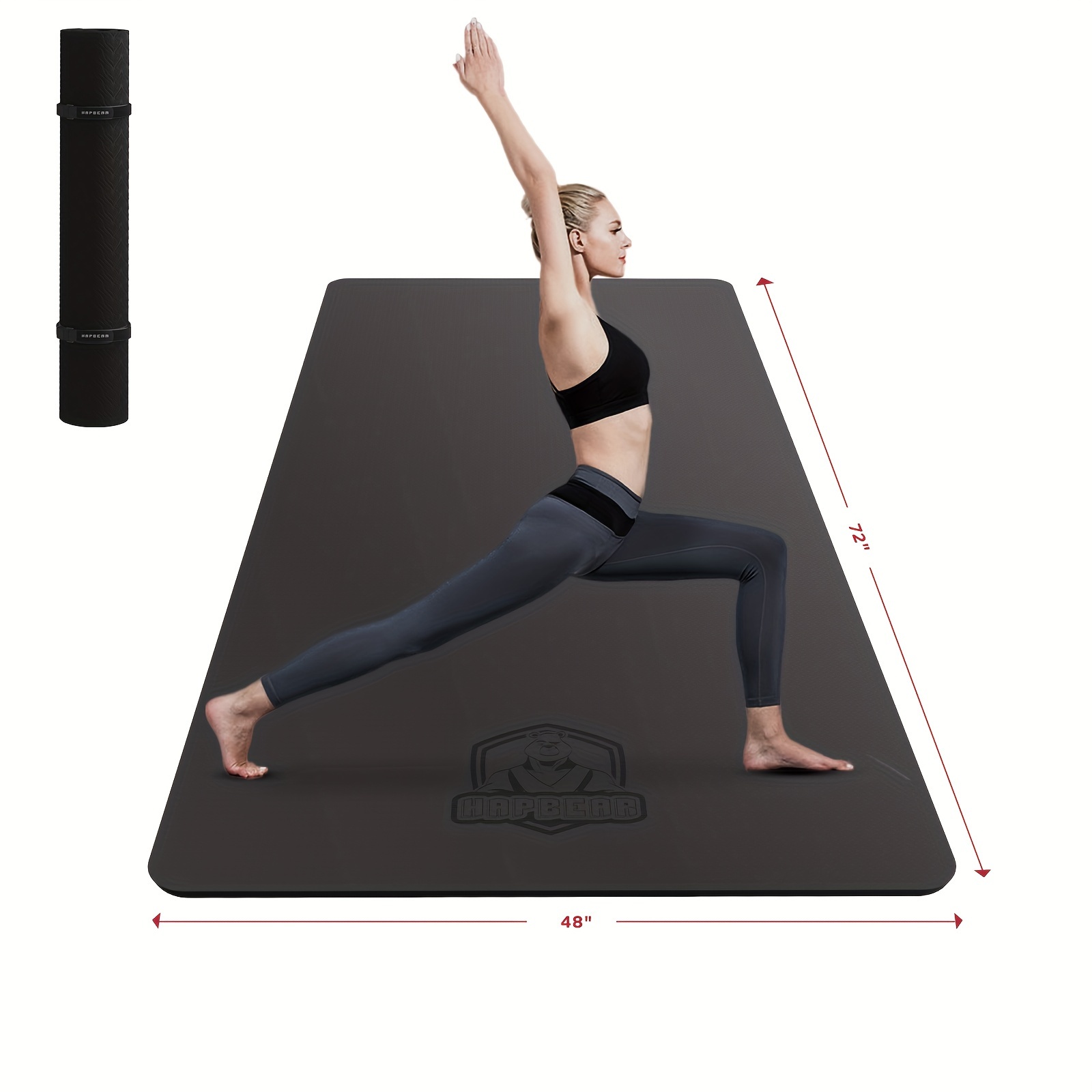 

Hapbear Extra Large Yoga Mat - 72"x48""x6mm (1/4 Inch), Non-slip, Durable, Thick Wide Exercise Mat For Home Workouts, Yoga, Pilates, Stretching, Meditation (barefoot Exercise)
