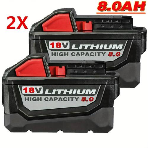 2 pack m18 high capacity 8 0ah battery replacement compatible with m18 cordless drills sawzalls grinders long lasting lithium tool battery 2x8 0ah replacement for 48 11 1815 1820 1840 heavy duty tool accessories sleek battery design reliable