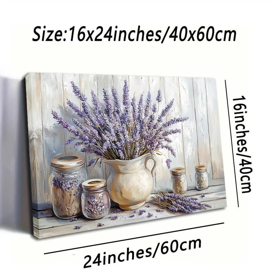 TEMU 1pc Of Furniture Canvas Abstract Decorative Painting Under Oil Painting Ceramic Purple Lavender Picture Suitable For Office Bedroom Coffee Shop