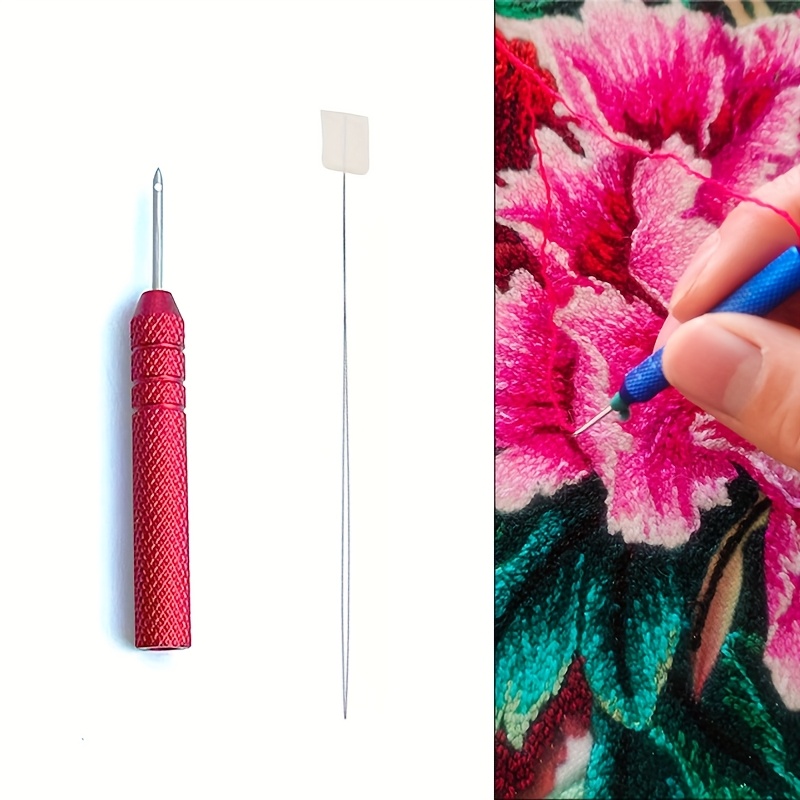 Image of Diy Embroidery Punch Needle Set 1.2mm Anti-slip Floral Stitching Tools With Thread , Tufting & - Punch Needle Kit For Projects