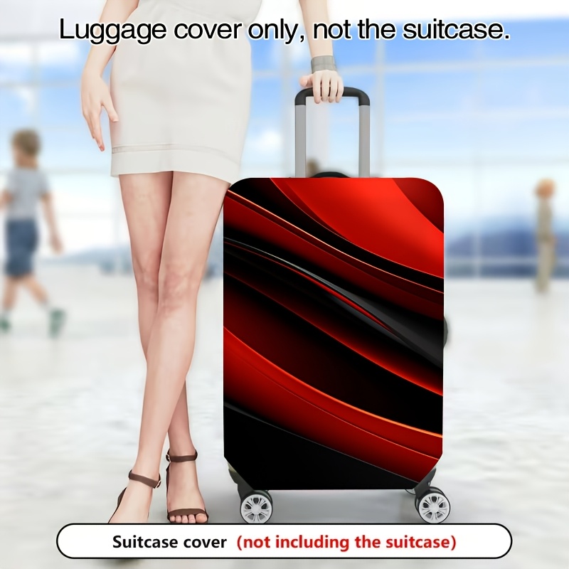 TEMU Travel Essentials, Red And Black Gradient Curved Surface Abstract Pattern Suitcase Cover, Elastic Suitcase Cover For 45.72-81.28 Luggage,