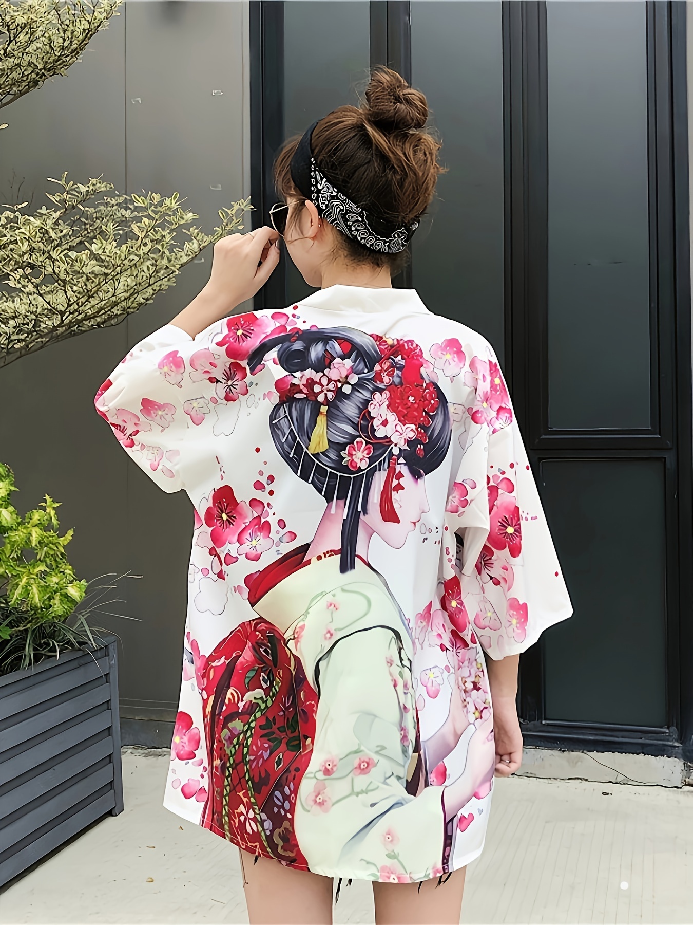 women's lightweight japanese kimono cardigan 3/4 sleeve - Temu