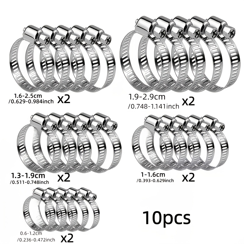 TEMU Combination Kit, Adjustable Stainless Steel Hose Clamps From 1/4 Inch To 1-1/8 Inch (6-29mm), T-, Worm Gear , Suitable For Pipe And Automotive