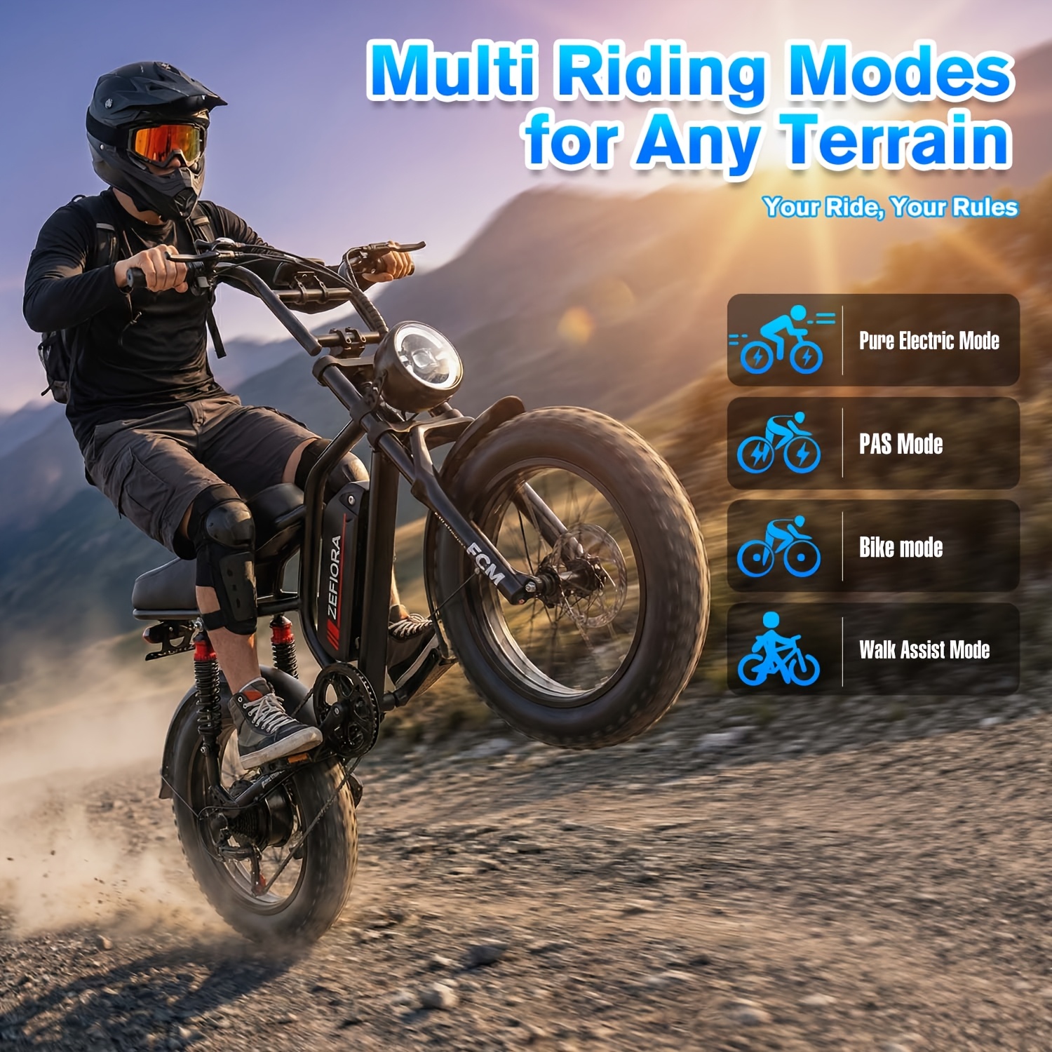 adult electric 740w brushless motor, removable dual battery 48v 8-20ah,   tires & shock absorption system suitable for mountain, snow, sand, road riding, 20x4 inch tires Product details 5