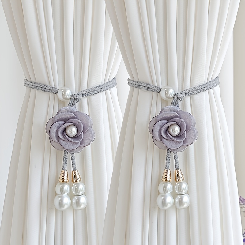 TEMU 2pcs Elegant Artificial Curtain Tiebacks, Adjustable Curtain Rings For Home Decor, A Warm Atmosphere To Your Home