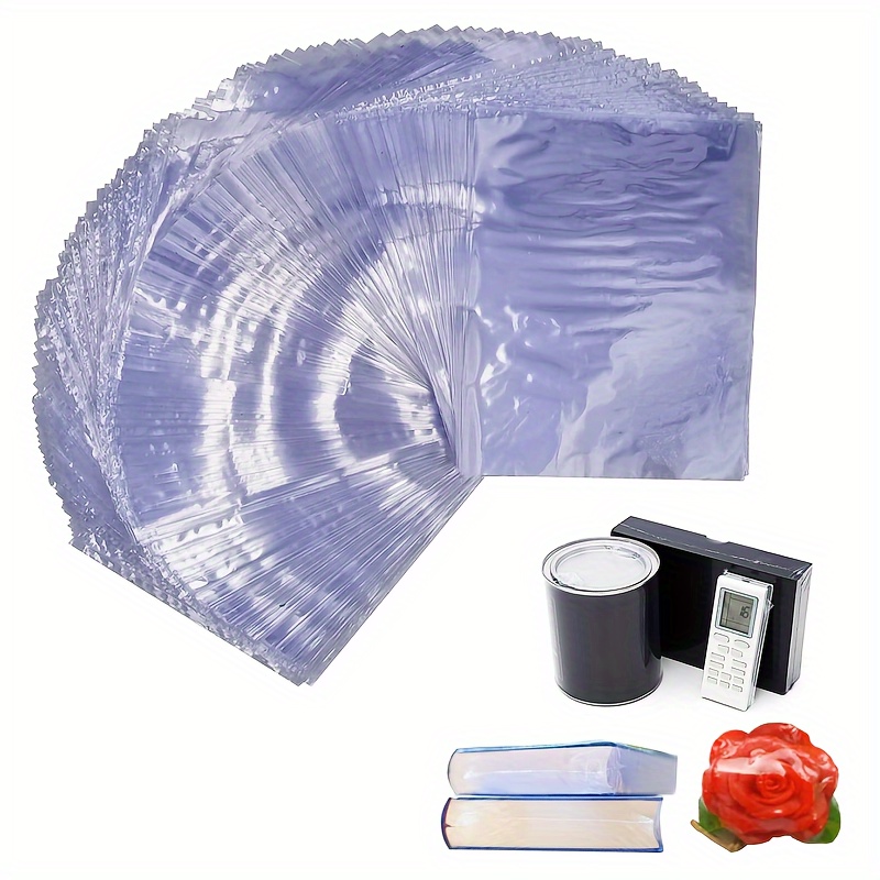 

100pcs Clear Pvc Shrink Wrap Bags, Waterproof & Reusable - Heat Sealable With Household Hair Dryers For Books, Bath Salts, Dvds/cds, Gifts, Candles, Shoes, Soap, & Diy Crafts