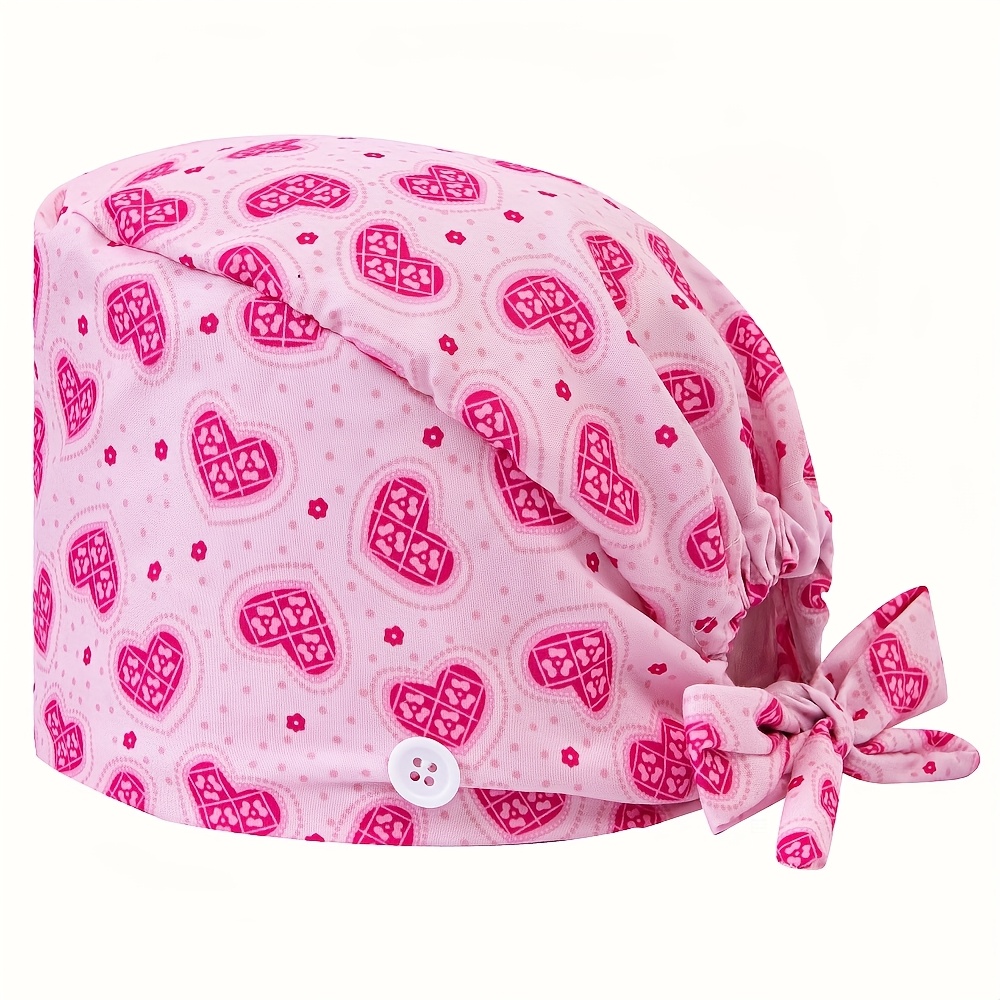 TEMU A Women's Floral-pattern Adjustable Work , Nurse , Or Beanie, Designed By Xidai, With Adjustable Elasticity, Suitable For Use By Health,