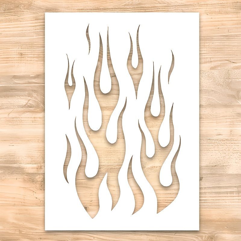 TEMU Pochoir Flamme | Graffiti Inspirant Camping Horreur Halloween Flamme Pochoirs pour Peinture sur Bois, Verre, Mur, Roche, Murs, Toile, Verrerie |