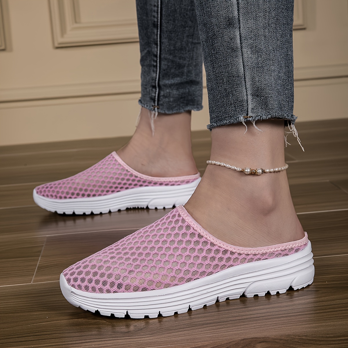 Summer Breathable Half Casual Shoes, Lightweight Slip-On Design