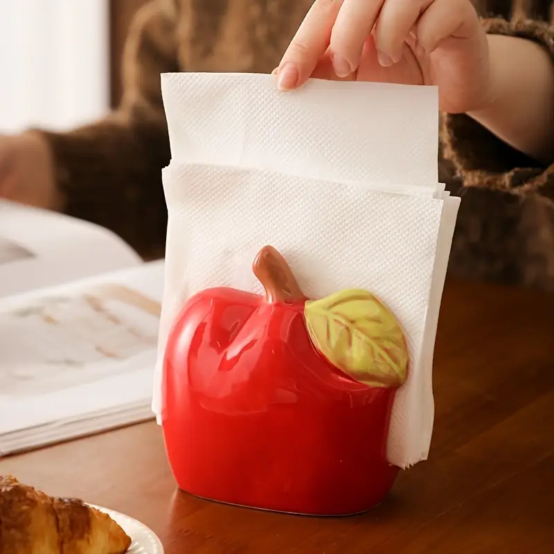 1pc ceramic shaped tissue box holder cute quirky red or green design with leaf accents oil rubbed durable rectangular home decor for living room kitchen office bathroom decor kitchen accessory design decorative ceramic office accessory fun accent handcrafted novelty accessory interior designers Product details 6