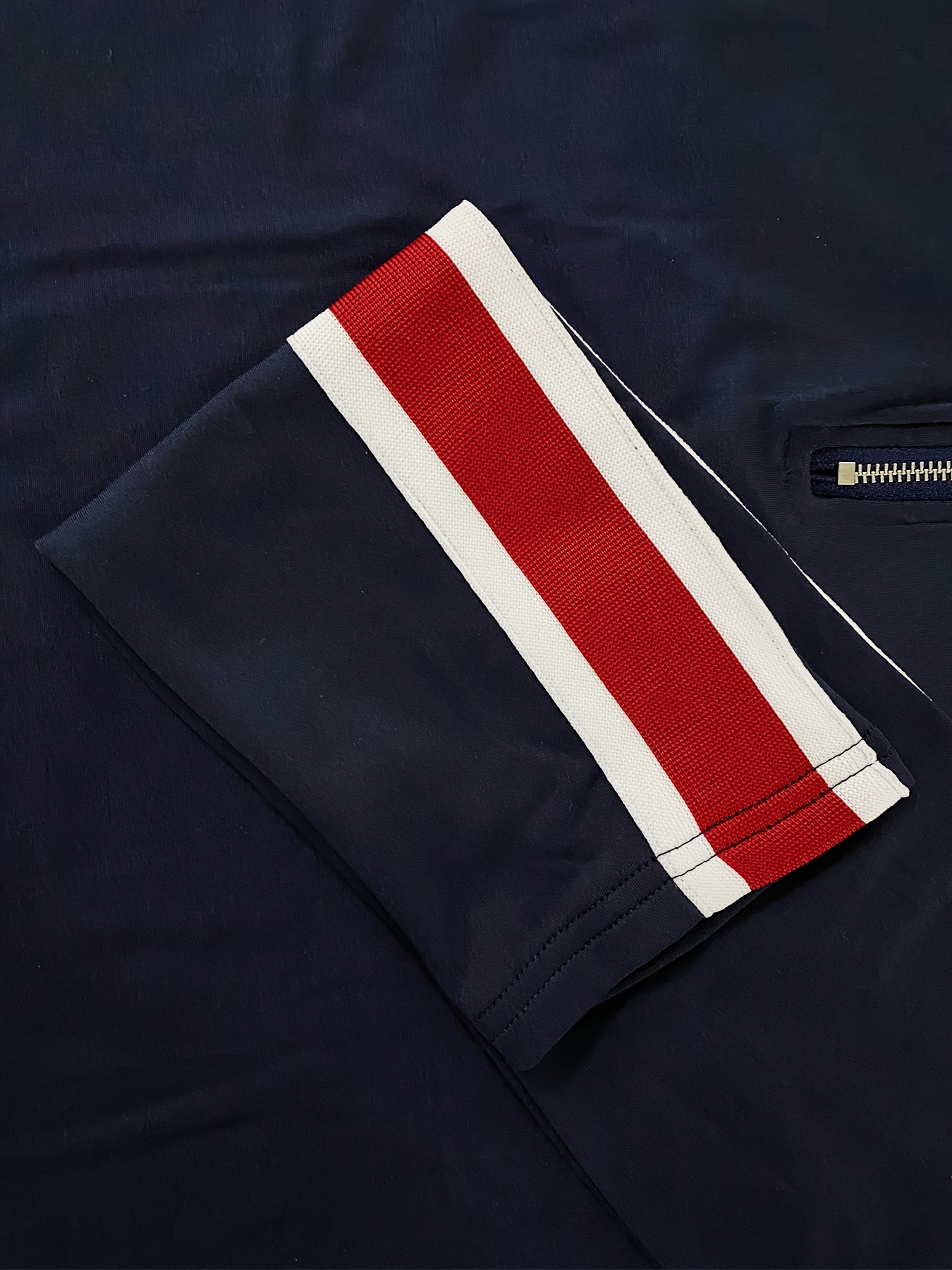 zip up striped print dress, casual long sleeve bodycon midi dress, women's clothing navy blue 4