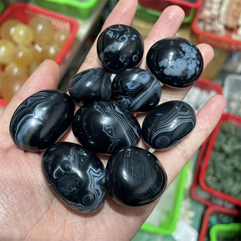 High Quality Black Onyx Artificial Crystal Natural Quartz Tumbled Stone Decor