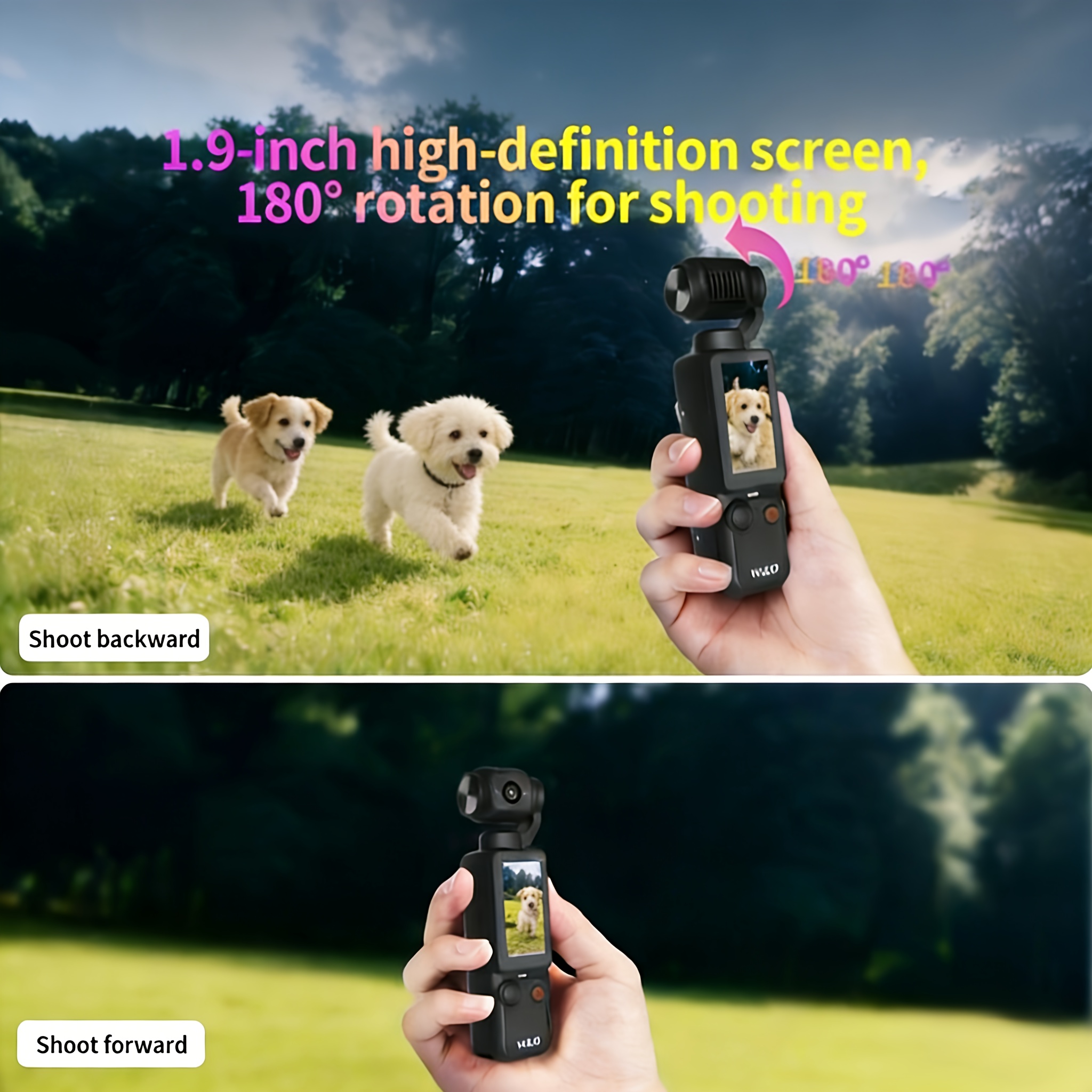 W&O 4K HD Pocket Kamera für Videoaufnahmen - 100W Pixel, 2000mAh Akku, 180° drehbares 4,83 cm Display, Webcam-Funktionalität, USB-C Aufladung, inklusive Speicherkarte, kompakte Mini Audio-Visuelle Kamera, ideal für Outdoor-Aktivitäten, Radfahren