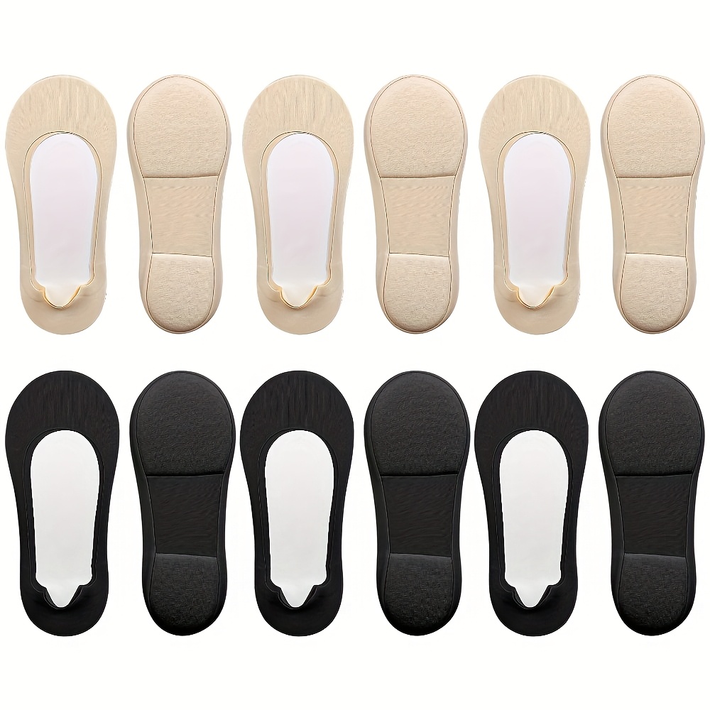 TEMU 6 Pairs Women's Cushioned Invisible Socks, Breathable And Anti-slip Boat Socks, Comfortable Footwear Accessoriess