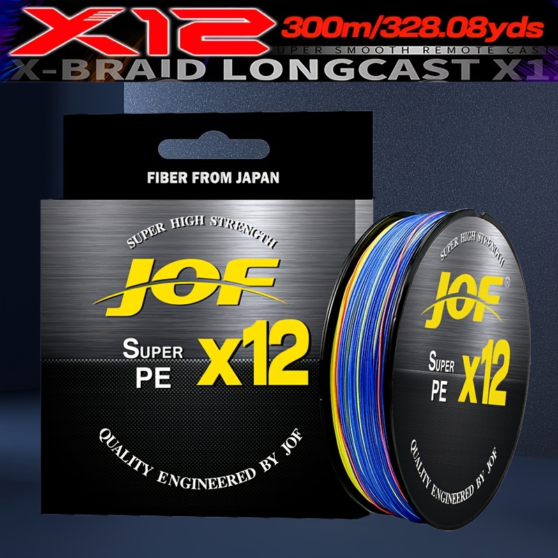 

Super Strong 12-strand Braided Pe Fishing Line, 300m/328.08yds, High Strength, Saltwater Resistant, - Jof X12 Series